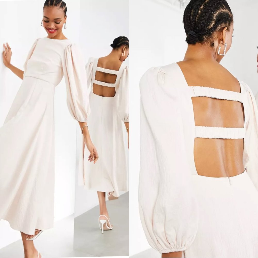 NWT ASOS full skirt midi dress with open back